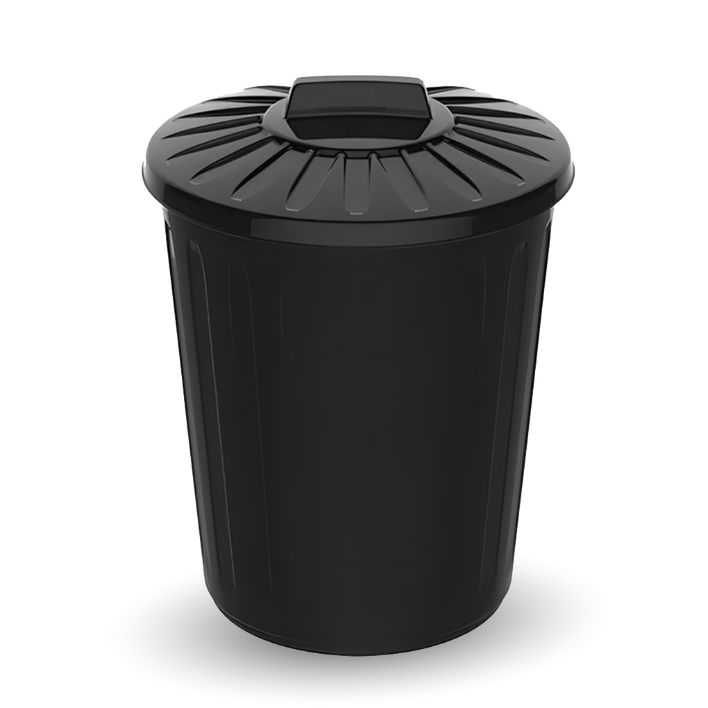 CESTO PRETO REDONDO COM TAMPA UNINJET - 14L