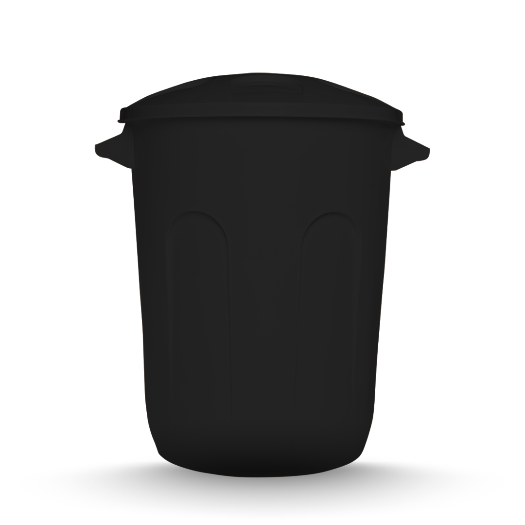 CESTO REDONDO COM TAMPA LAR – 100 L – PRETO