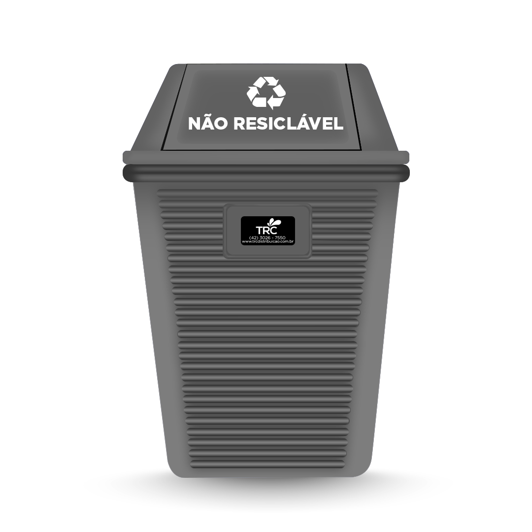 LIXEIRA QUADRADA BASCULANTE BELOSCH – 60 L – CINZA