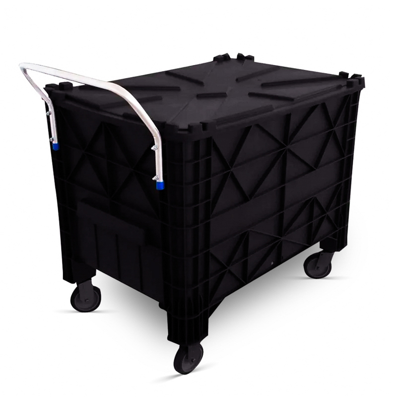 CAIXA COM TAMPA COM RODAS JSN – 370 L – PRETA