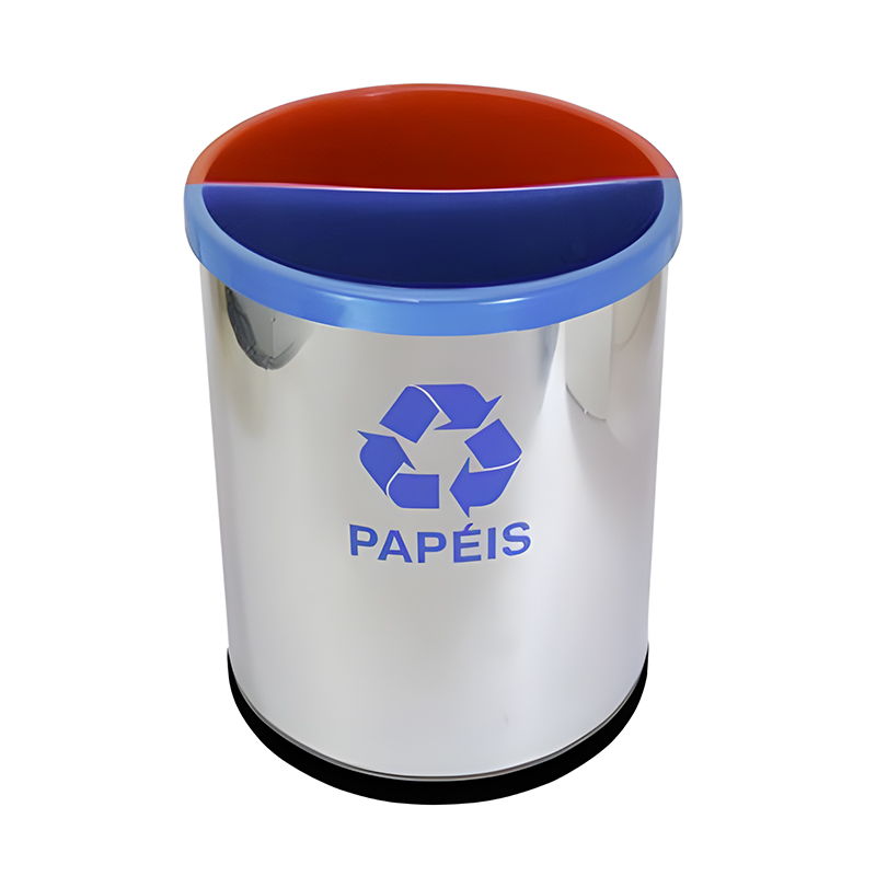 LIXEIRA MIX COM 2 DIVISÕES JSN – INOX – AZUL/VERMELHA