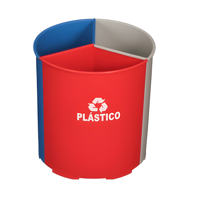 LIXEIRA MISTA COM 3 DIVISÓRIAS BELOSCH – 23 L – CINZA, VERMELHO E AZUL