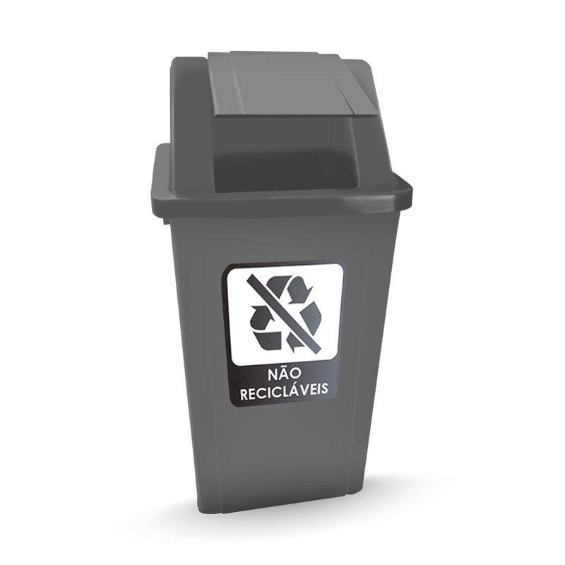 CESTO QUADRADO COM LOGO CINZA BRALIMPIA - 60L