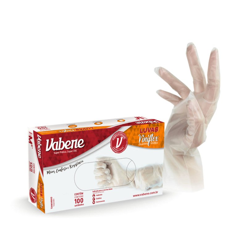LUVA DE VINIL FLEX VABENE COM 100 UN – G