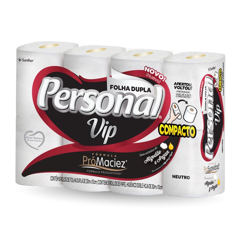 PAPEL HIGIÊNICO NEUTRO PERSONAL VIP - 8X30M
