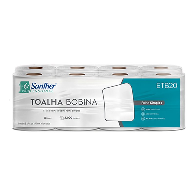 SANTHER PAPEL TOALHA BOBINA ECO 8X250 – ETB20