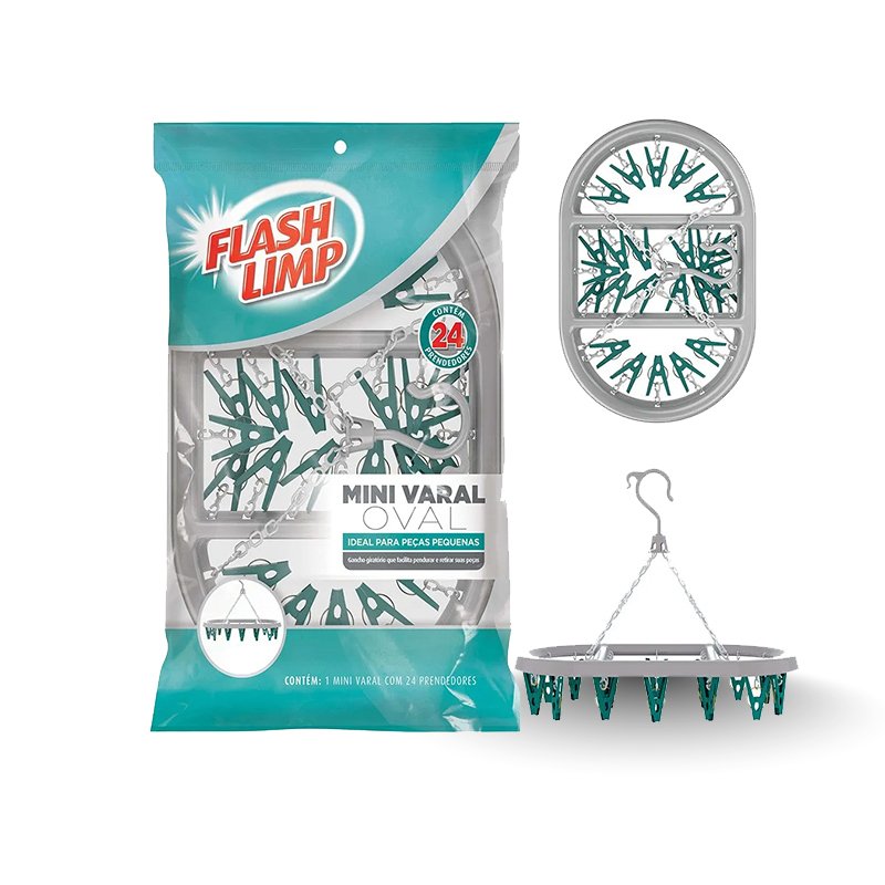 MINI VARAL OVAL COM 24 PRENDEDORES FLASHLIMP