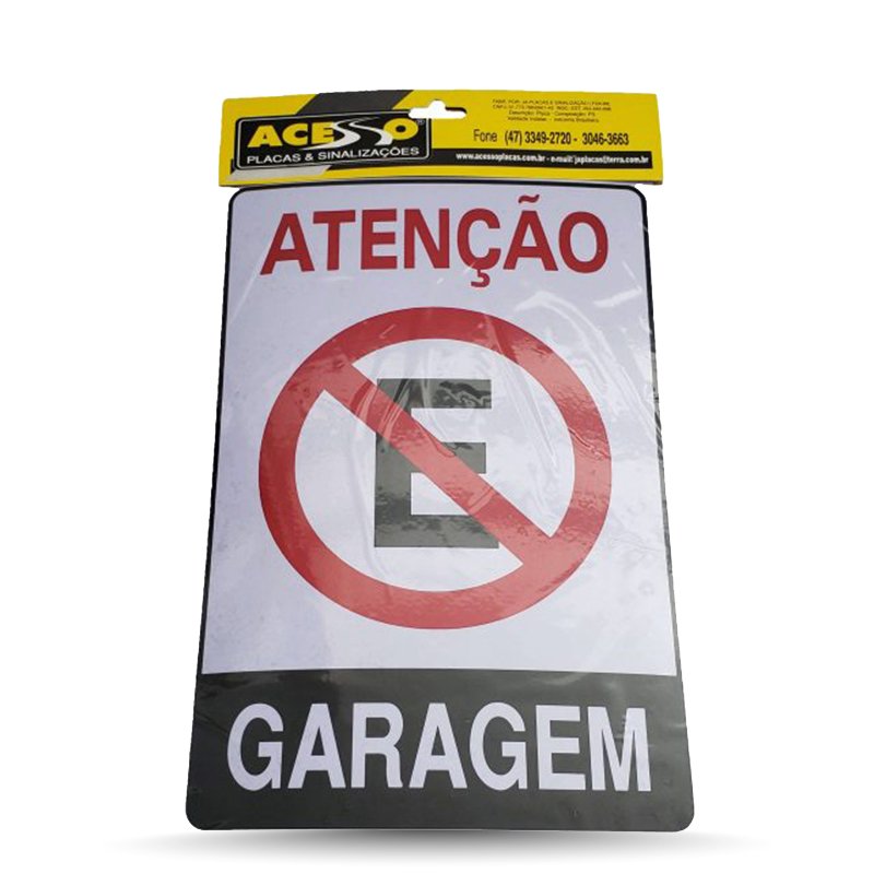 PLACA "ATENÇÃO GARAGEM" - 20X30CM