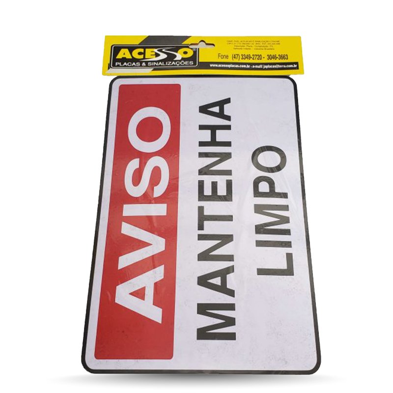 PLACA "MANTENHA LIMPO" - 20X30CM