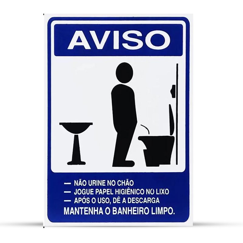 PLACA DE ORIENTAÇÃO AO USO DO SANITÁRIO MASCULINO - 15X20CM