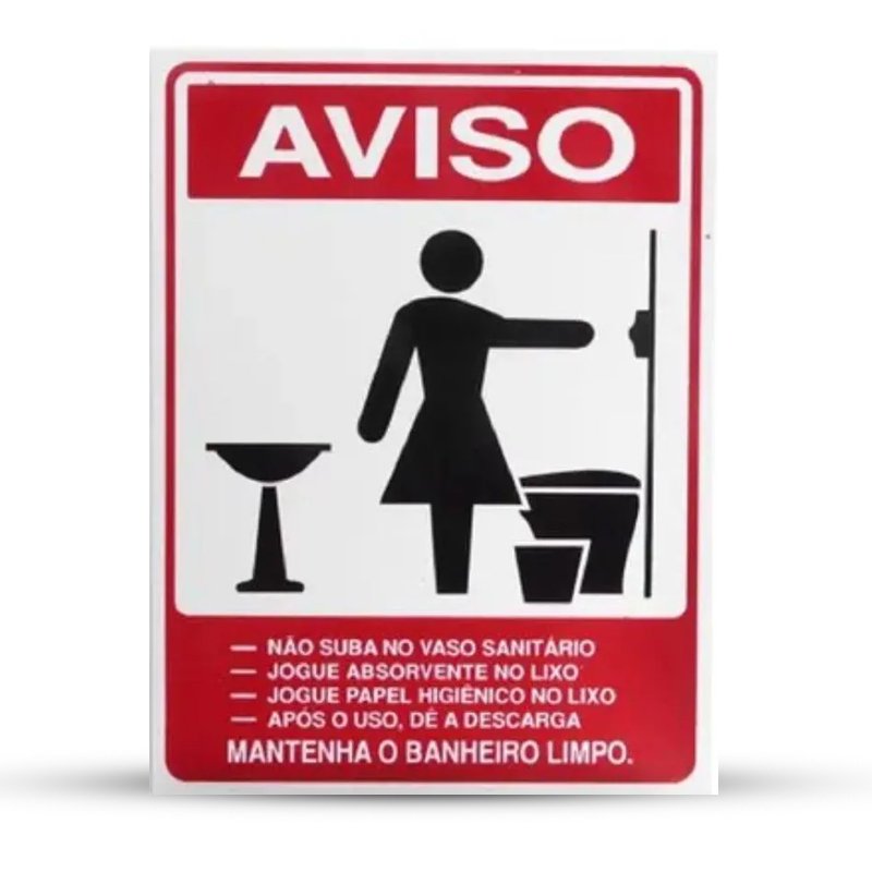 PLACA DE ORIENTAÇÃO AO USO DO SANITÁRIO FEMININO - 15X20CM