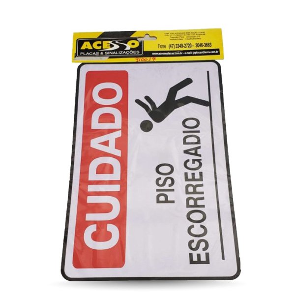 PLACA "CUIDADO PISO ESCORREGADIO" - 20X30CM