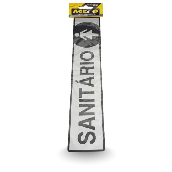 PLACA SANITÁRIO FEMININO FUNDO PRATA - 7X30CM