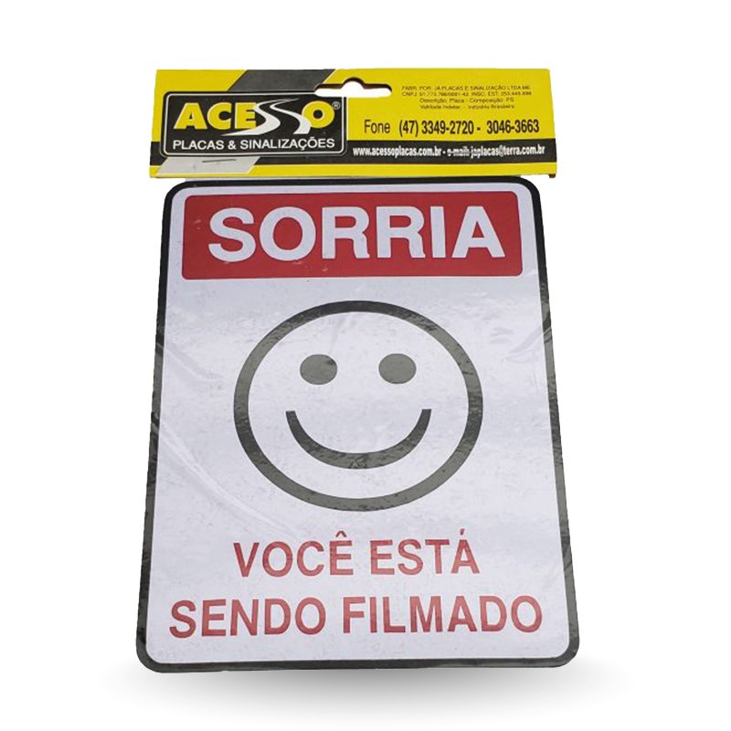 PLACA "SORRIA VOCÊ ESTÁ SENDO FILMADO" - 15X20