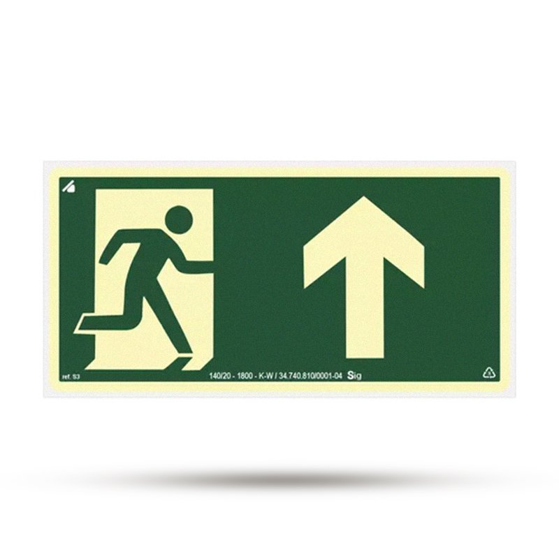 PLACA FOTOLUMINENSE SETA PARA CIMA - 15X30CM