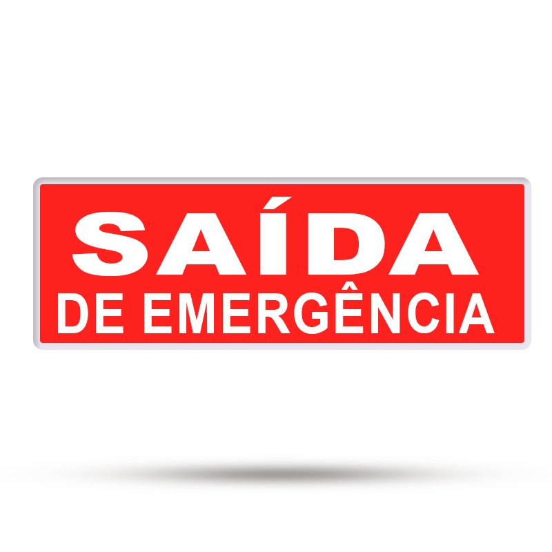 PLACA SAÍDA DE EMERGÊNCIA COM FUNDO VERMELHO - 10X30CM