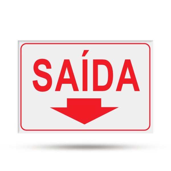 PLACA SAÍDA SETA PARA BAIXO VERMELHA - 15X30CM