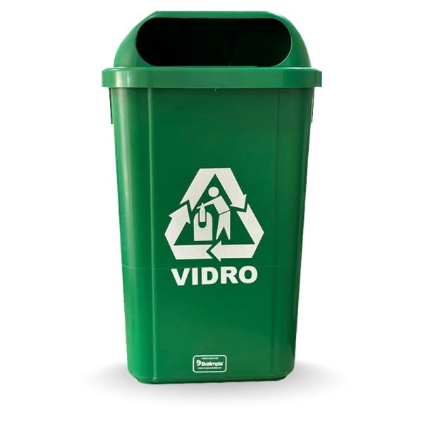 LIXEIRA VERDE COM ADESIVO - 50L