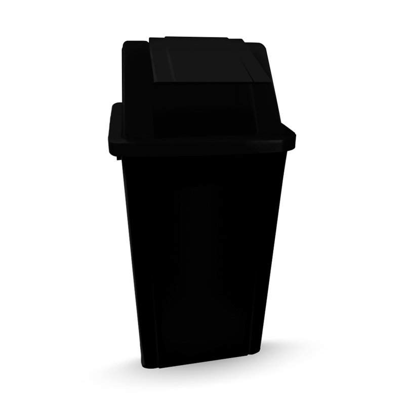 CESTO QUADRADO COM TAMPA SEM ADESIVO PRETO - 100L