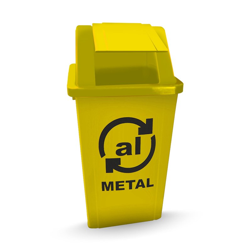 CESTO QUADRADO AMARELO COM ADESIVO - 60L