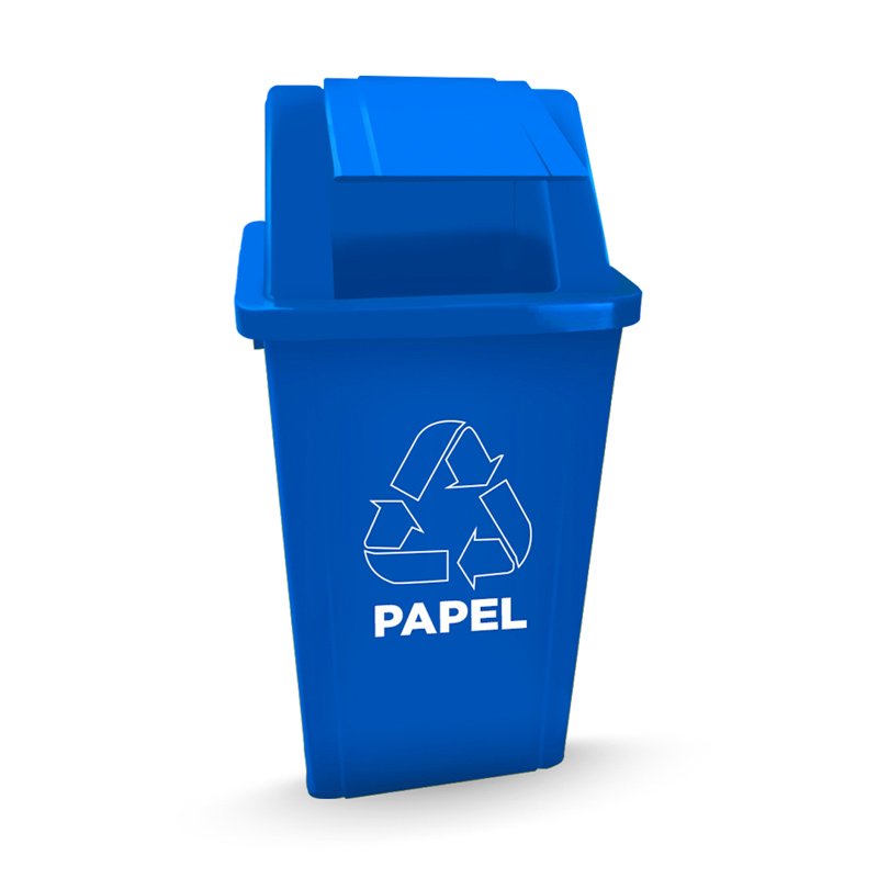 CESTO QUADRADO AZUL COM ADESIVO - 60L