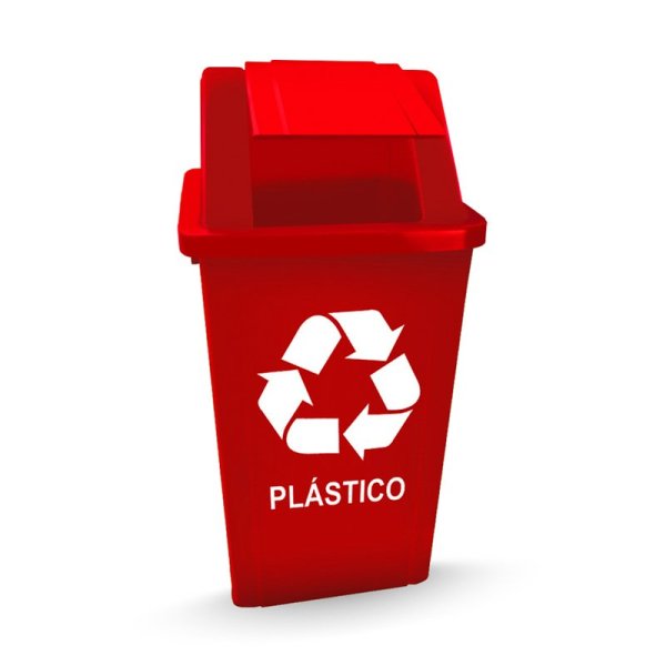 CESTO QUADRADO VERMELHO COM ADESIVO - 60L