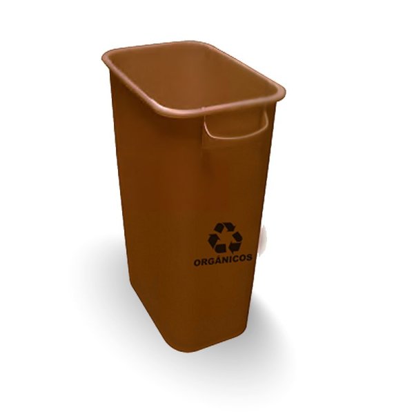 LIXEIRA COM ALÇA E COM ADESIVO MARROM - 50L