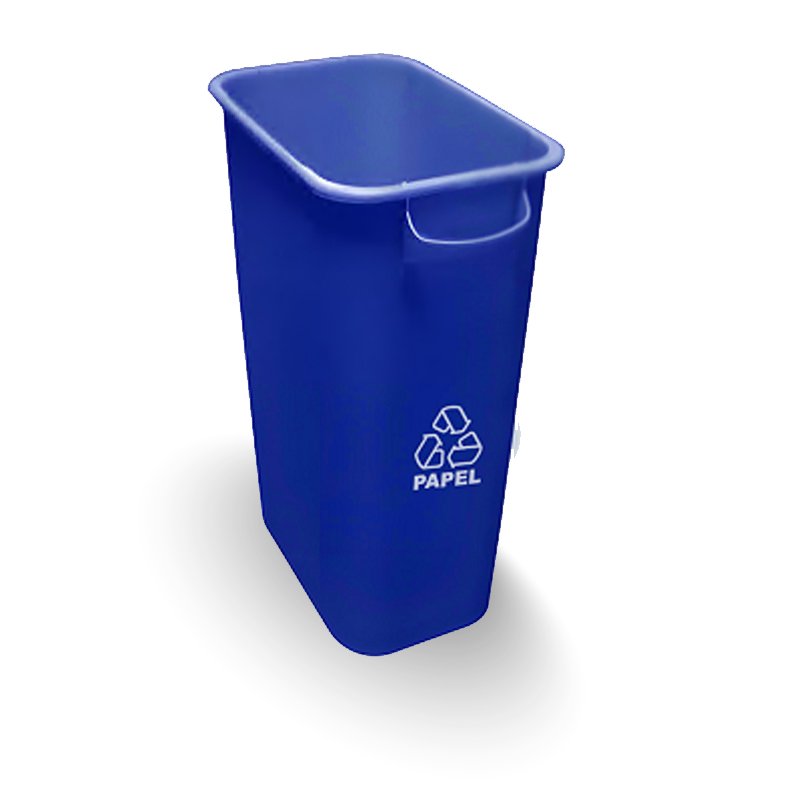 LIXEIRA COM ALÇA E COM ADESIVO AZUL - 50L
