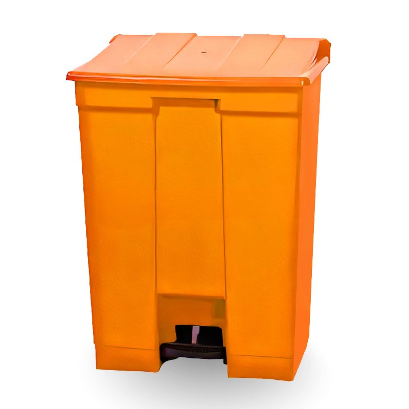 COLETOR COM PEDAL LARANJA BRALIMPIA - 60L