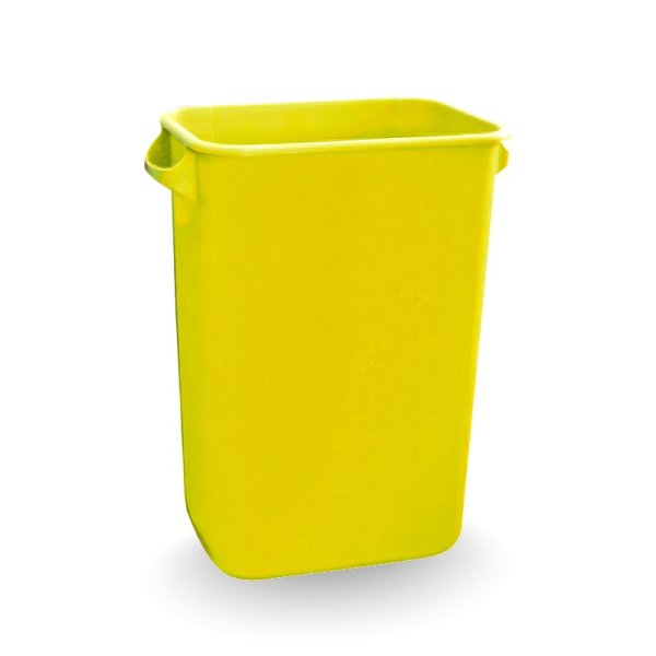 LIXEIRA COM ALÇA COM ADESIVO AMARELA BRALIMPIA - 50L