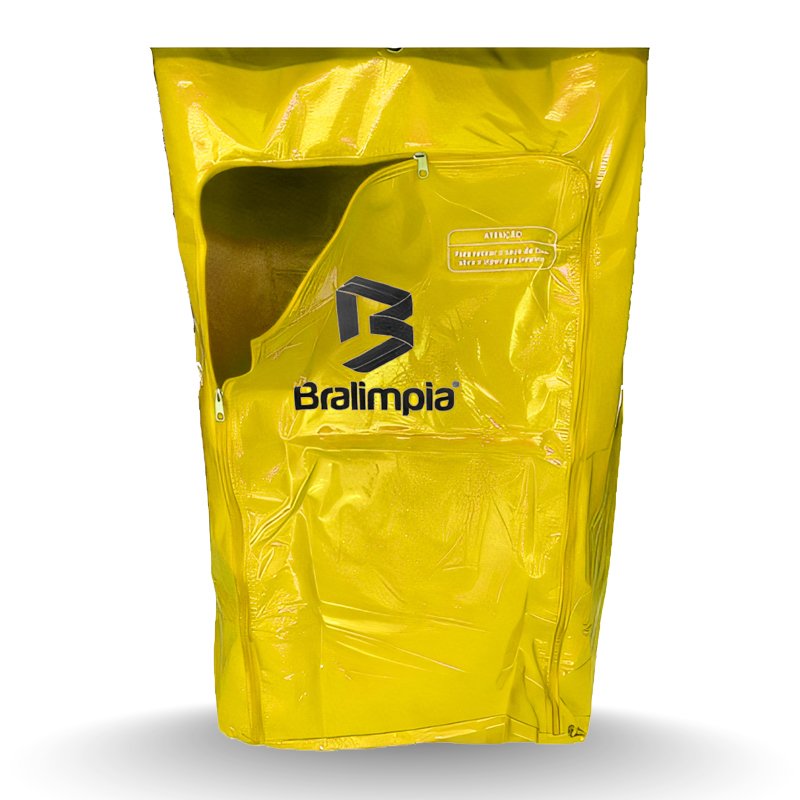 SACO AMARELO COM ZÍPER-  BRALIMPIA