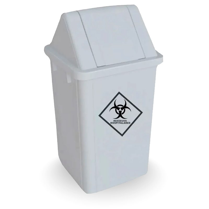 CESTO QUADRADO COM TAMPA E ADESIVO BRANCO BRALIMPIA - 60L