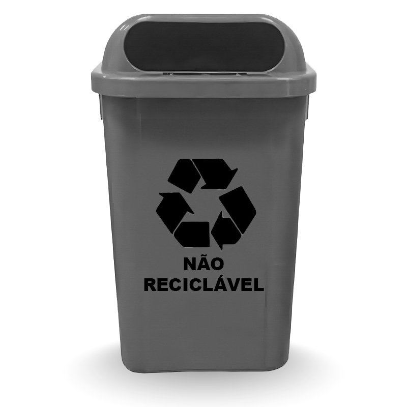 LIXEIRA CINZA COM ADESIVO BRALIMPIA - 50L