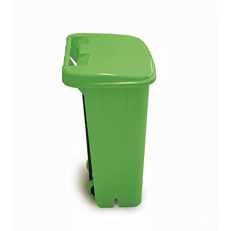 COLETOR DE PEDAL VERDE COM RODAS BRALIMPIA - 100L