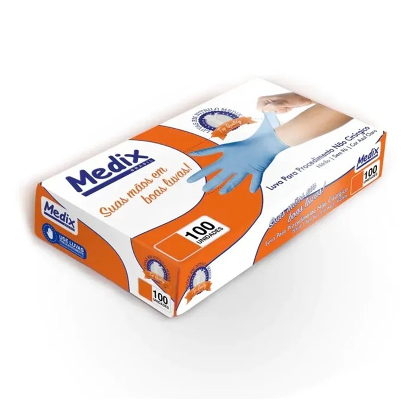 LUVA NITRÍLICA MEDIX AZUL SEM PÓ COM – GG – 100 UN