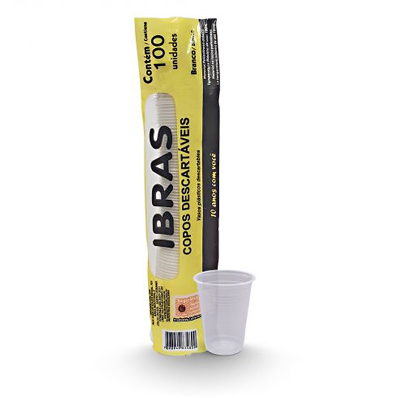 COPO TRANSPARENTE COM 100 UNIDADES IBRASDE - 180ML