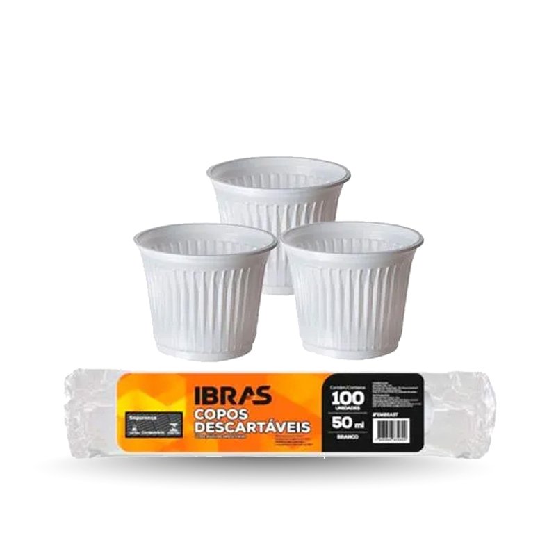 COPO BRANCO IBRASDE COM 100 UNIDADES - 50ML