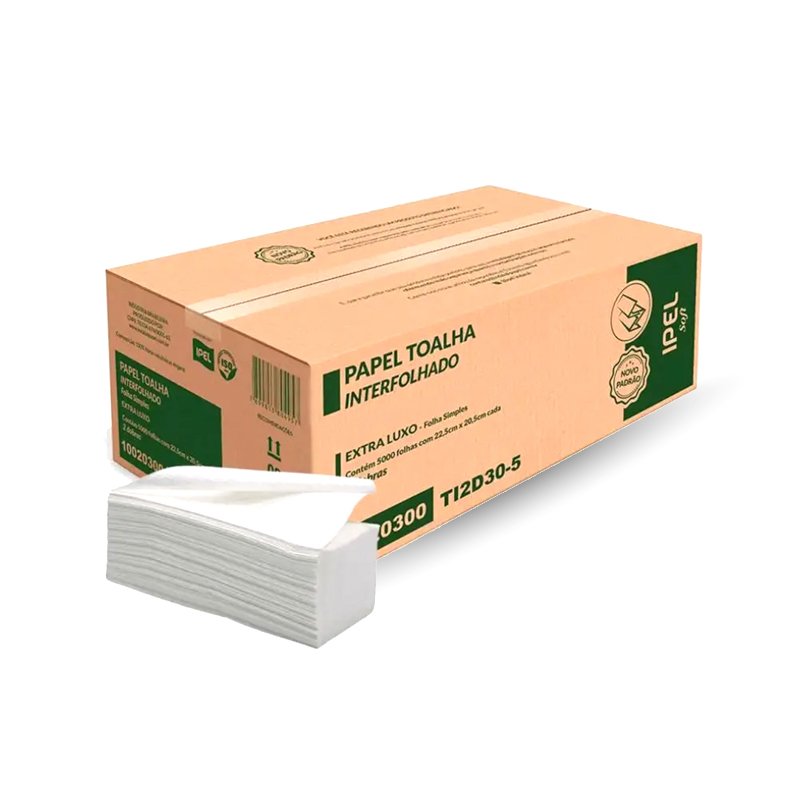 PAPEL TOALHA INTERFOLHADO FOLHA SIMPLES LIGHT 5000SLF - IPEL