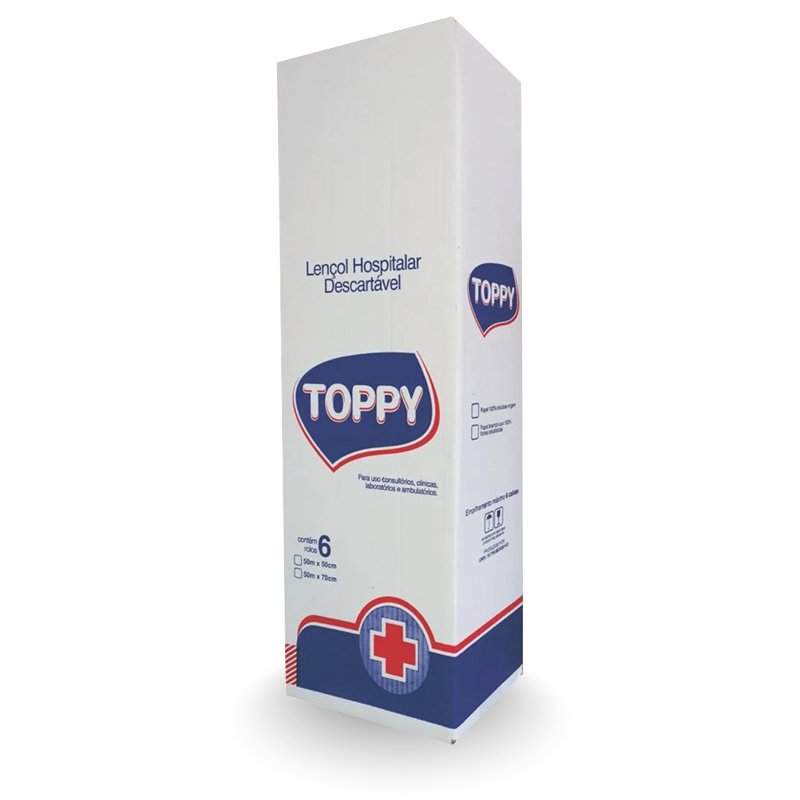 LENÇOL HOSPITALAR ROLO CÉLULA VIRGEM TOPPY - 70X50CM