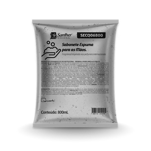 SABONETE ESPUMA QUARTZ SANTHER - 800ML - SECQ0680