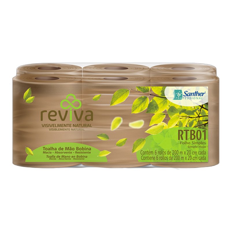 SANTHER PAPEL TOALHA BOBINA REVIVA F/S 6X200M – RTB01