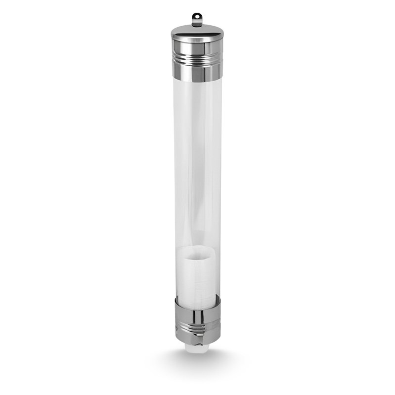 DISPENSER ACRÍLICO COM INOX PARA COPO DE ÁGUA - 180ML