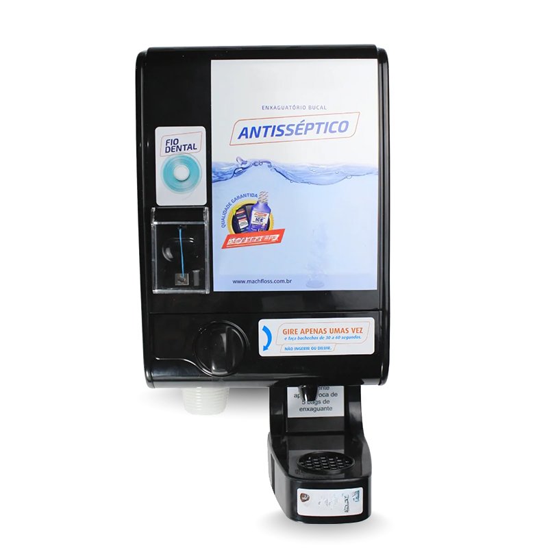 DISPENSER ENXAGUANTE, FIO DENTAL E COPO PRETO - MACHFLOS