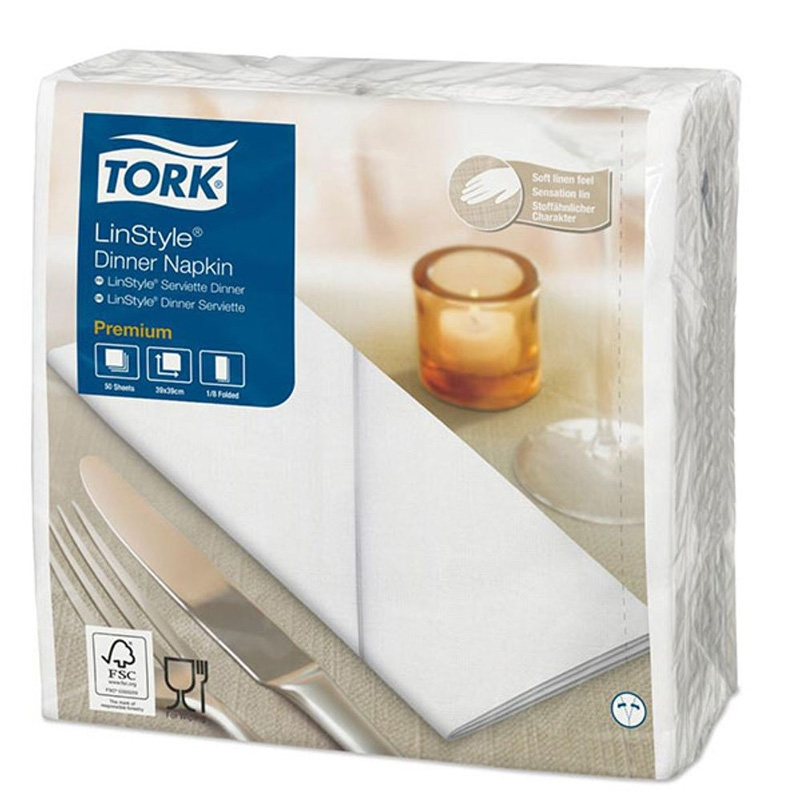 GUARDANAPO LINSTYLE BRANCO 50 UNIDADES TORK - 39X39CM