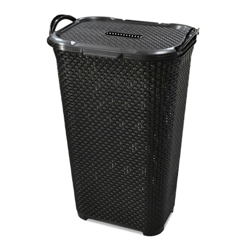 CESTO DE ROUPA COM TAMPA PRETO - ARQPLAST
