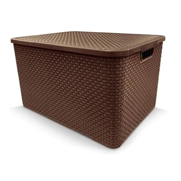 CAIXA ORGANIZADORA COM TAMPA MARROM ARQPLAST – 40L